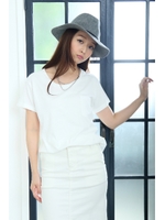 【AZUL by moussy】異素材切替1ポケ半袖プルオーバー/O/WHT