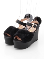 ファーサンダル/ピンク