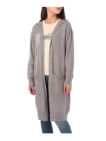 ブークレフードロングニットカーディガン/チャコールグレー(014)