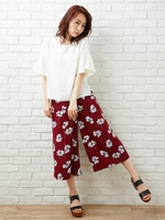 花柄スカーチョ/ボルドー