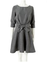 ウエストリボンレトロワンピース/ブラック