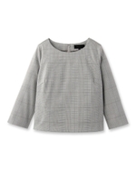 チェック柄七分袖ブラウス/ブラック(519)