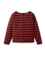 肩ボタンポンチボーダープルオーバー/レッド(362)