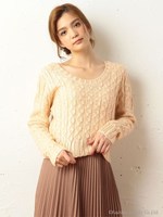 箔プリントニットトップス/オフホワイト