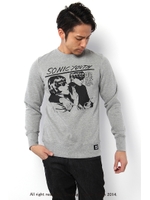 【AZUL by moussy】ヘリンボンシャドーボーダーVネック長袖T/BLK