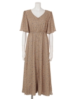 【sw】小花シャツマキシワンピース/ベージュ