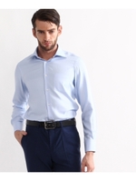 ヘリンボン ワイドカラーシャツ/ライトブルー(091)