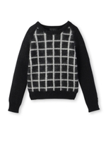 モヘヤ混チェックニット/ネイビー(293)