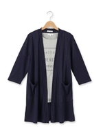 ワイドリブカーディガン+チュールTシャツ/ダークグリーン(023)