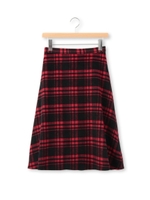 起毛チェックスカート/レッド(222)