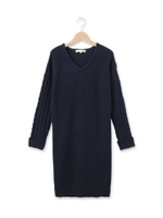 袖ケーブルニットワンピース/ネイビー(093)
