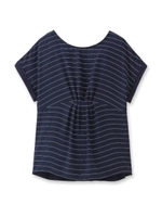 [L]フロントタックボーダーシャツ/ブラック(119)