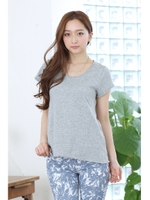 【AZUL by moussy】40/-タンブラー天竺スクープN半袖Aラインプルオーバー/T.GRY