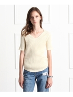 Vネックコットンニットプルオーバー/グレー(012)