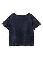 [L]異素材シャドーミニブロックブラウス/ネイビー(293)