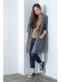 【AZUL by moussy】裏毛チェスターコート/柄BLK