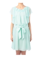 フラワーモチーフつきシフォンワンピース/ライトグリーン(021)