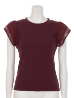 袖シフォンフリルテレコカットPO/ライトグレー