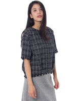 【AZUL ENCANTO】ツイードチェックTOPS/柄BLK