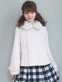 ふんわりファー付ジュエルコート（ブローチ付き）/シロ