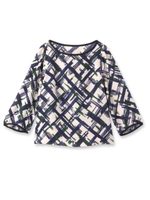 チェックプリントブラウス/ネイビー(193)