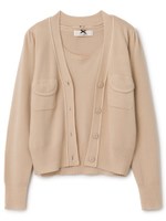 ポケットカーデアンサンブル/ベージュ