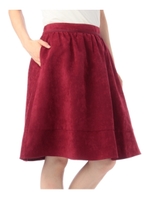 スエード調フレアスカート/ワインレッド(063)