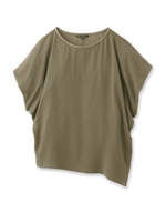 [L]イレギュラーヘムバイカラーカットソー/カーキ(027)