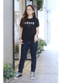 【AZUL by moussy】30/-C天竺ハンドサインロゴT/BLK