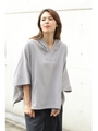 【AZUL by moussy】裏毛フーディポンチョプルオーバー/BLK