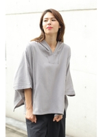 【AZUL by moussy】裏毛フーディポンチョプルオーバー/BLK