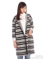 オリジナルボーダー フードコーディガン/生成