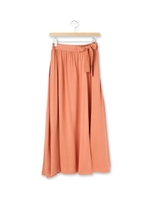 ラップ風スリットマキシスカート/ライトオレンジ(066)