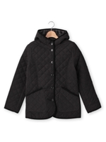 フード付き中綿入りキルトジャケット/ブラック(019)