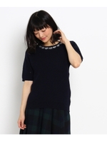 【WEB限定プライス】半袖ビジューニットプルオーバー/キャメル(041)