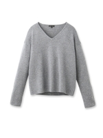 [L]Vネック横リブニットプルオーバー/ホワイト系(002)