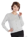 長袖カラーカーデ/ライトグレー