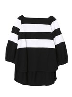 OFF THE SHOULDER BORDER TOP/ホワイト