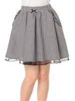 ハウンドトゥースギャザースカート/ブラック