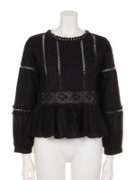 【mystic】タック×レース切替ブラウス/アイボリ-