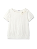 レースリボンパフスリーブカットソー/オフホワイト(003)