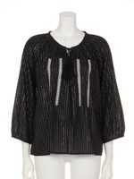 【mystic】ラメストライプ刺繍ブラウス/ブル-