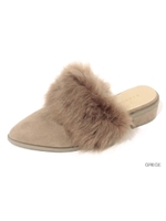 ファーフラットサンダル/BROWN