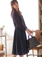 プリーツドッキングワンピース/キャメル