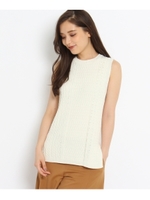 [L]ケーブルノースリーブニット/ブラウン(042)