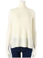 あぜ編みノースリニットトップス/ブラウン