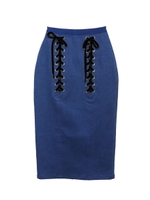 レースアップデニムスカート/blue