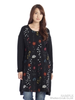 秘密の花園アイビー刺しゅうワンピース/ブラック