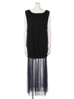 ゆるスウェット×チュールマキシワンピース/ネイビー