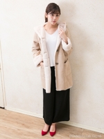 フェイクムートン/コート/ベージュ